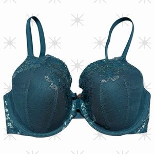 Victoria’s Secret Teal Lace Underwire Bra 32F DDD) Full Coverage Supportive Lift